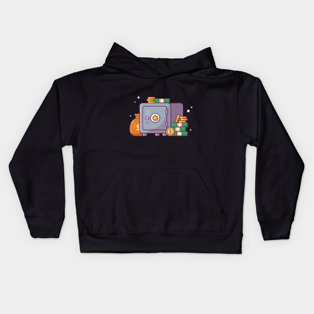 Safe deposit box cartoon Kids Hoodie by Catalyst Labs